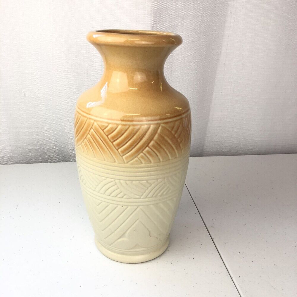 R.Ransbottom USA 10 inch Vase Roseville Ohio American Art Pottery GUC Art Deco